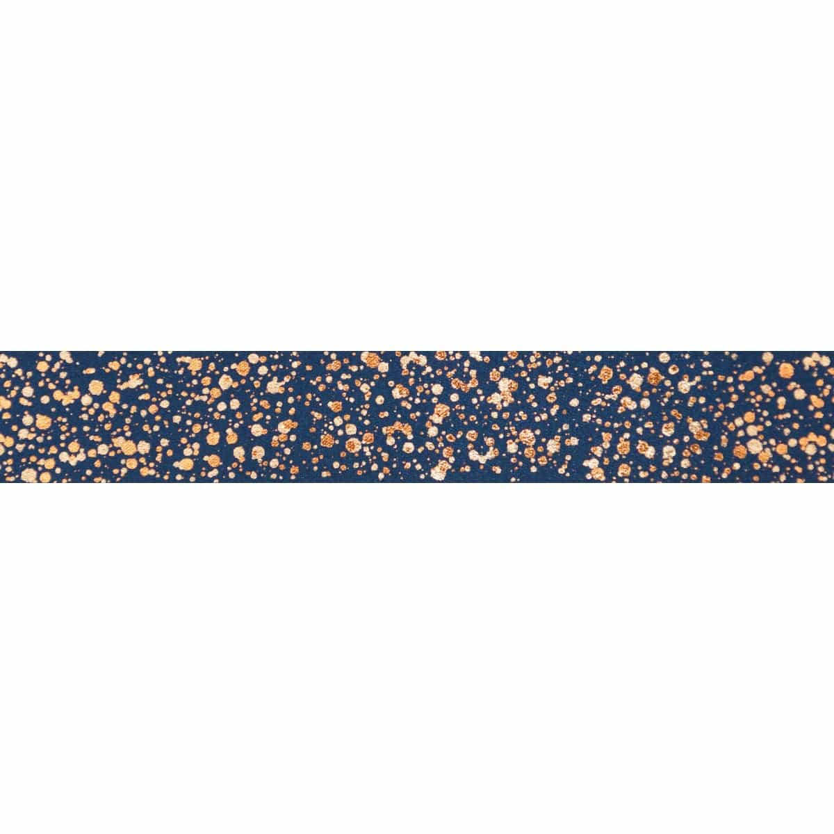 Sparkler Ribbon: Navy With Gold Metallic: 25mm wide. Price per metre.