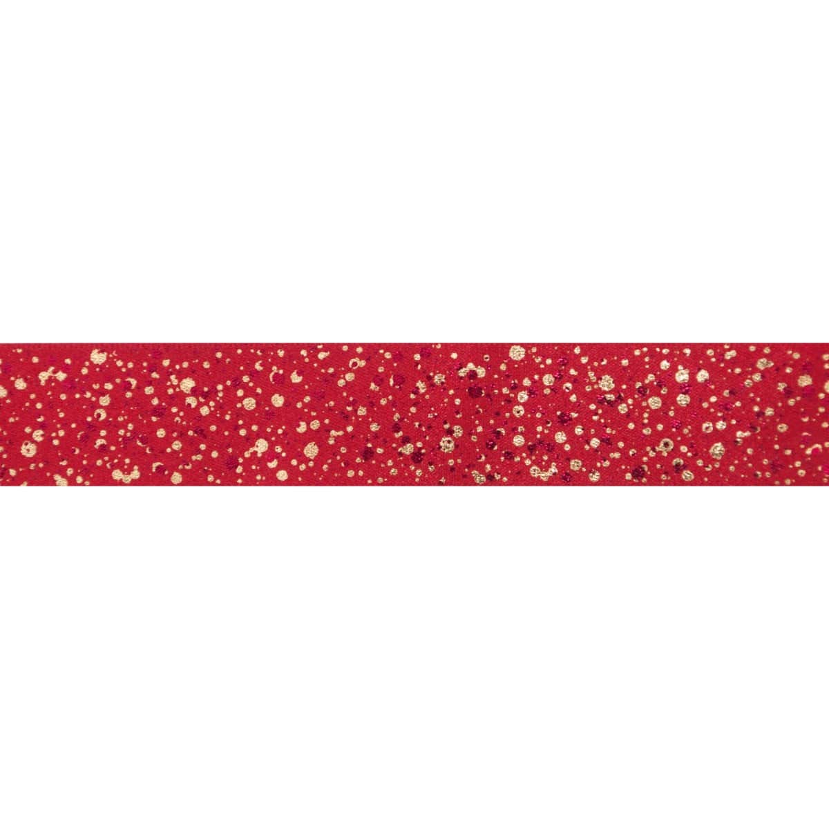 Sparkler Ribbon: Red With Gold Metallic: 15mm Wide. Price per metre.