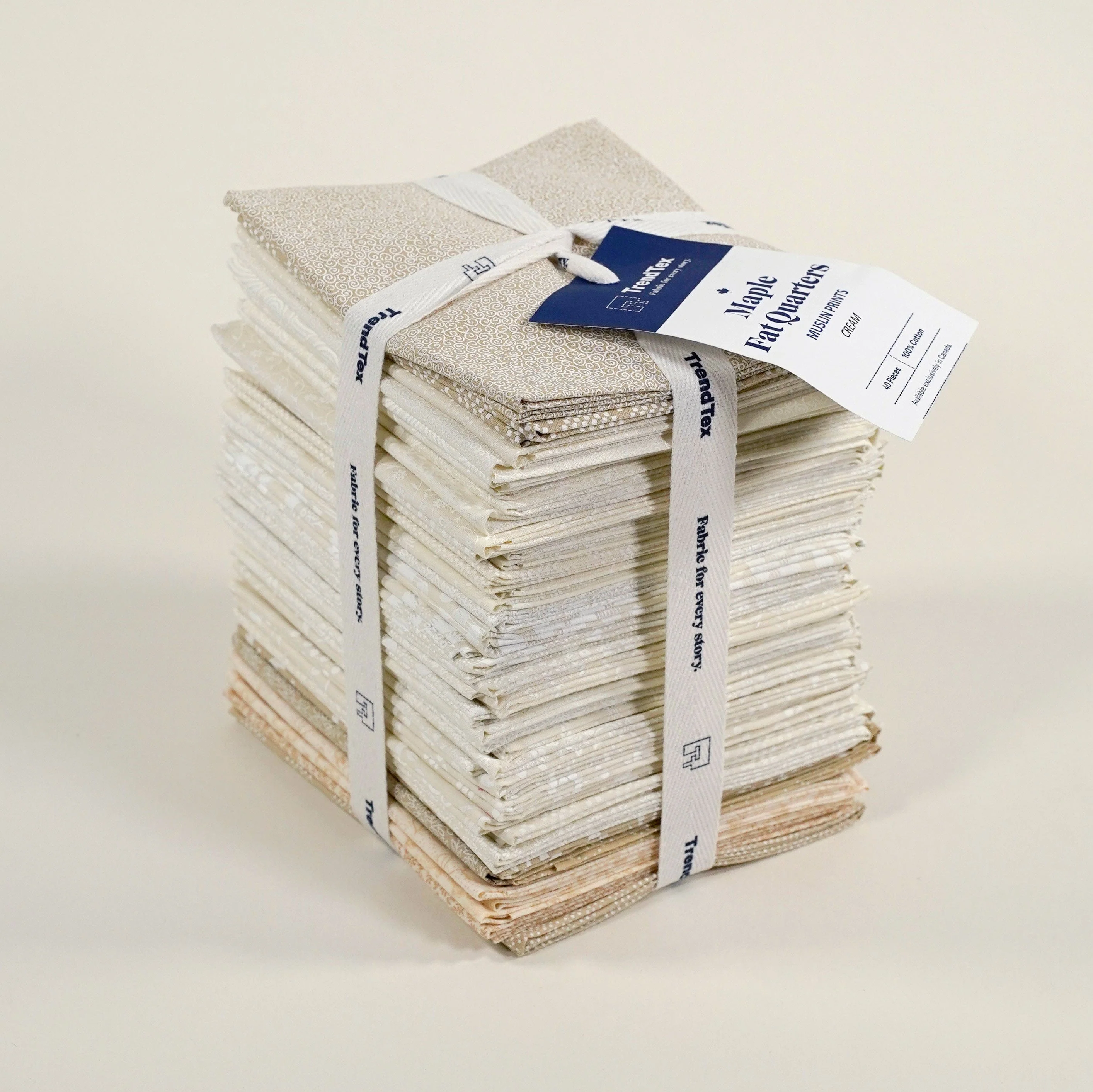TrendTex Muslin Prints Maple Fat Quarters Cream 40 Pieces
