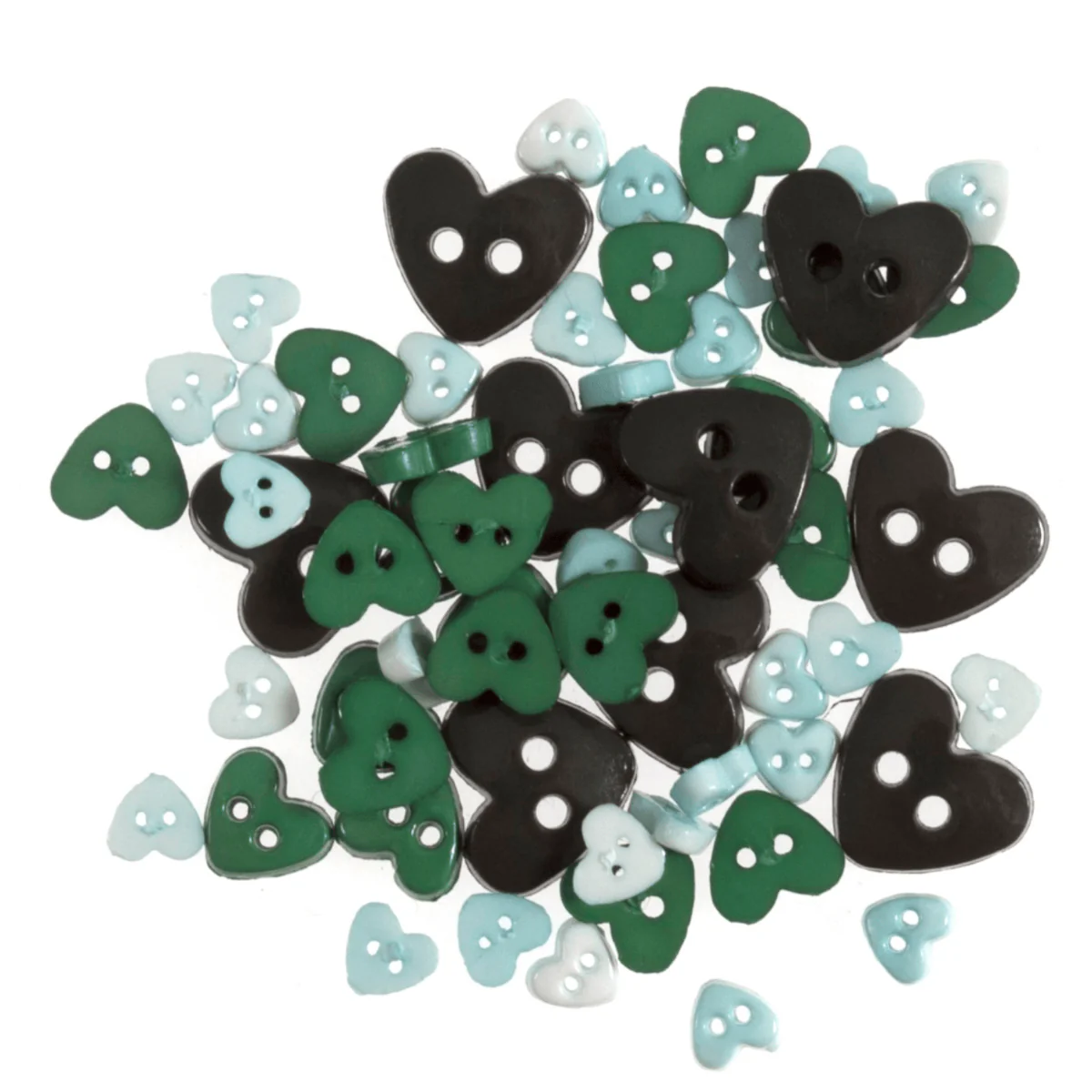 Mini Hearts Craft Buttons Green: 2.5g pack