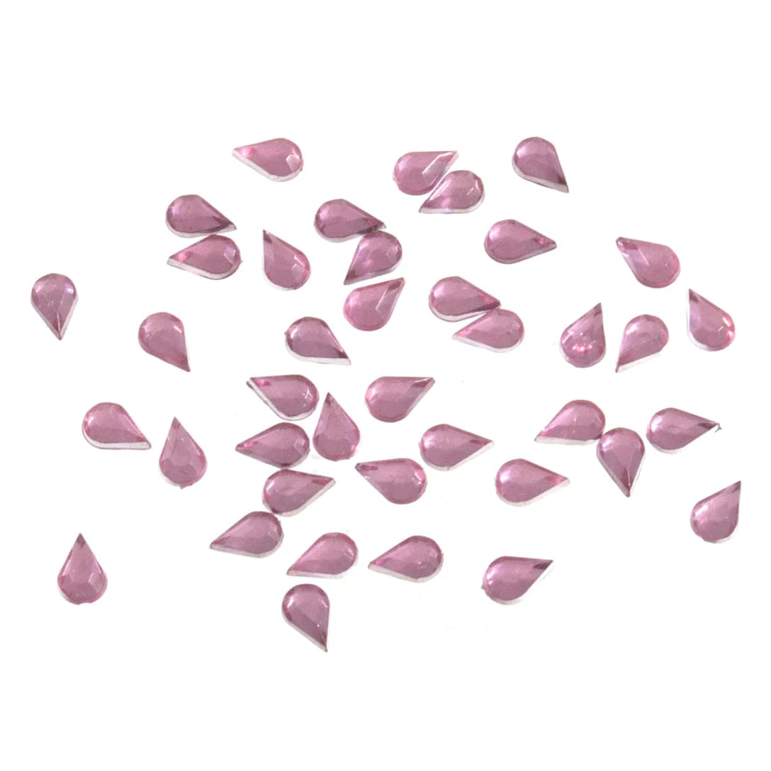 Acrylic Stones: Glue-On: Teardrop: 4 x 6mm: Pink: Pack of 50