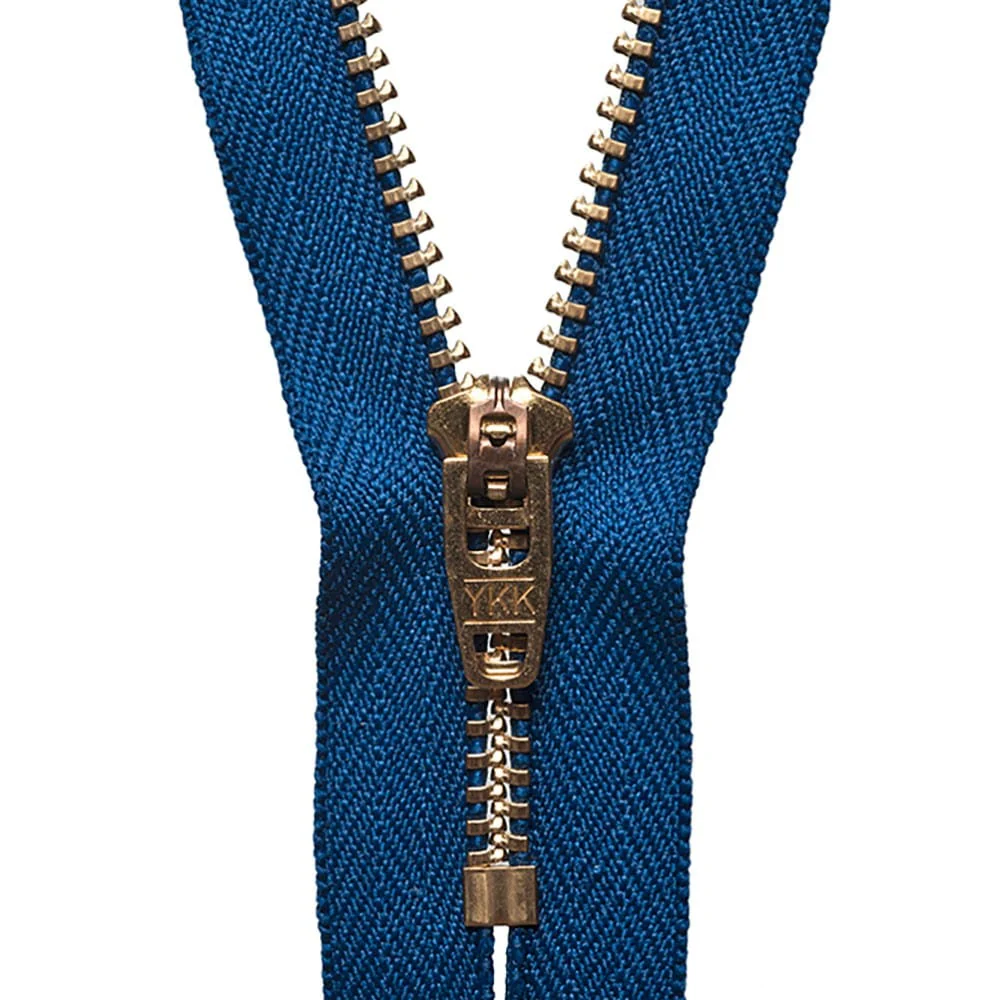 YKK Brass Jeans Zip 10cm / 4 inch: Royal Blue (Colour 039)