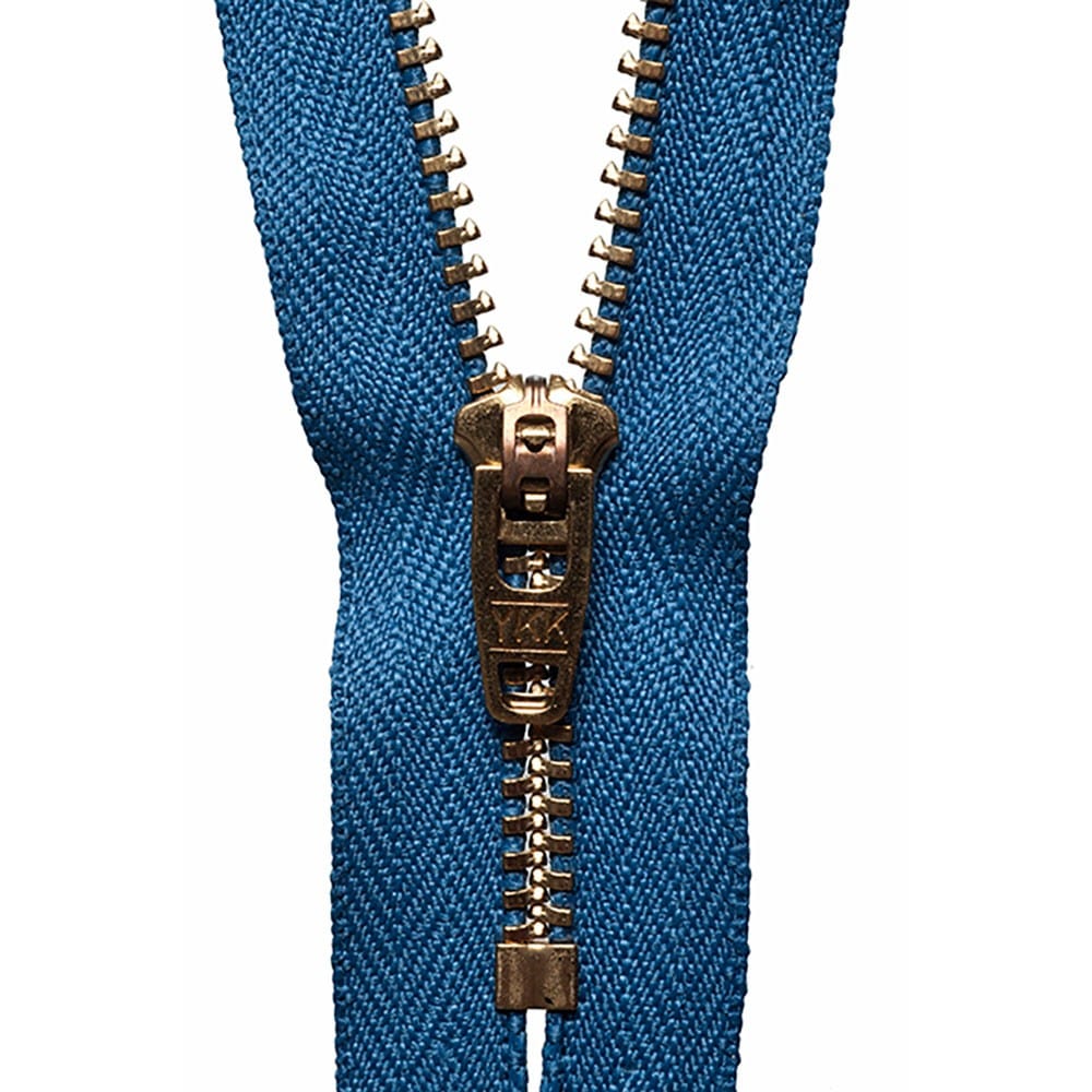 YKK Brass Jeans Zip 10cm / 4 inch: Slate Blue (Colour 145)