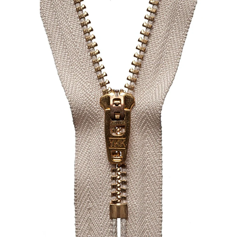 YKK Brass Jeans Zip 18cm / 7 inch: Beige (Colour 572)