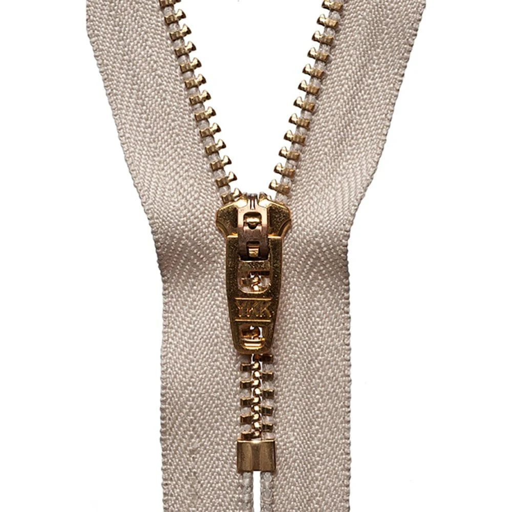 YKK Brass Jeans Zip 20cm / 8 inch: Beige (Colour 572)