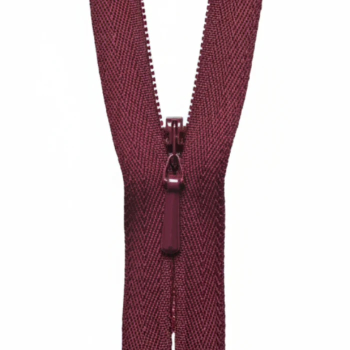 YKK Concealed Zip 41cm / 16 inch: Dark Wine (Colour 527)