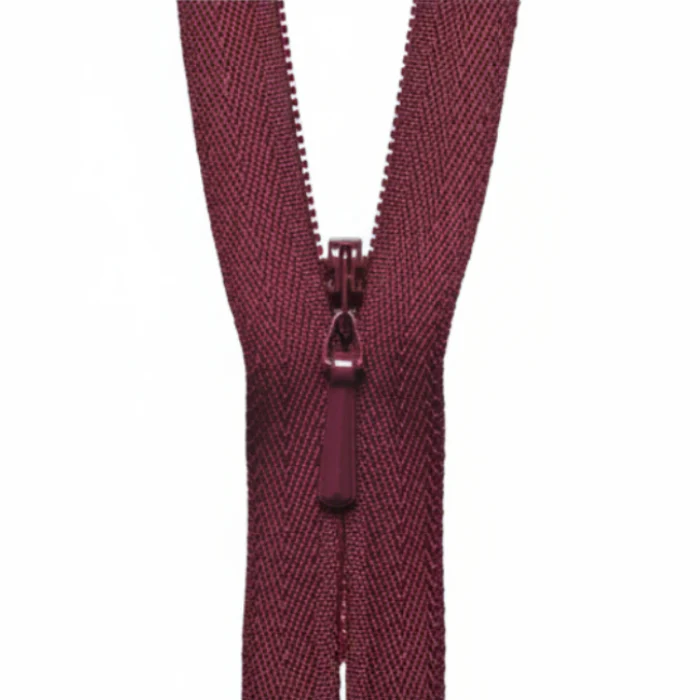 YKK Concealed Zip 56cm / 22 inch: Dark Wine (Colour 527)