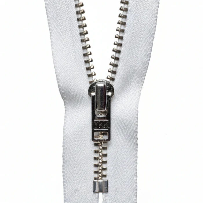 YKK Metal Trouser Zip 20cm / 8 inch: White (Colour 501)