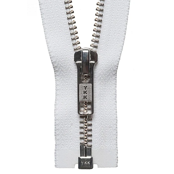 YKK Nickel Free Open End Zip 61cm / 24 inch: White (Colour 501)