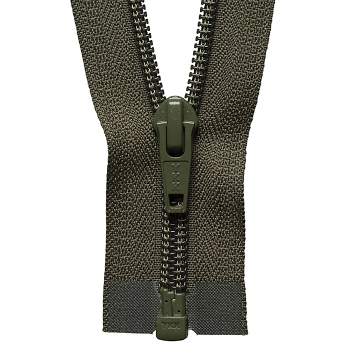 YKK Nylon Open End Zip 56cm / 22 inch: Khaki (Colour 566)